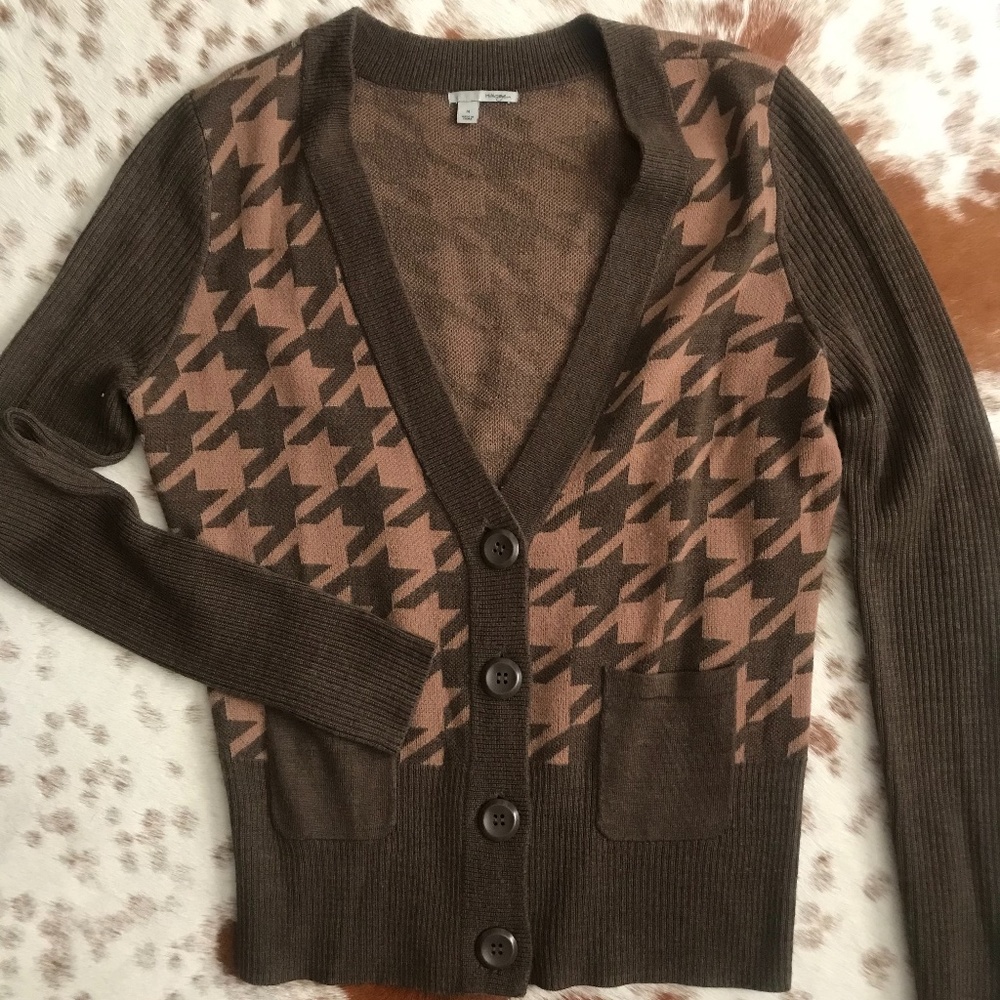Houndstooth Camel Cardigan